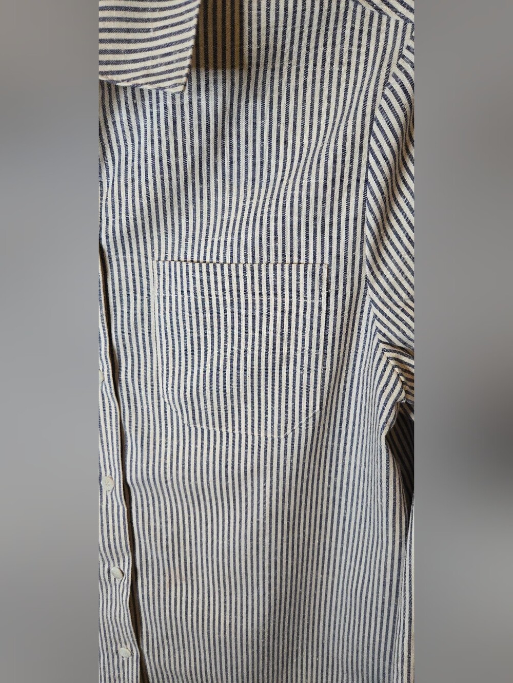 Sezane Tomboy Poplin Stripes Ecru/Blue Button-Up Shirt Women's XS/2 - Picture 5 of 8